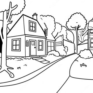 Neighborhood Scene Coloring Page 25211-20256