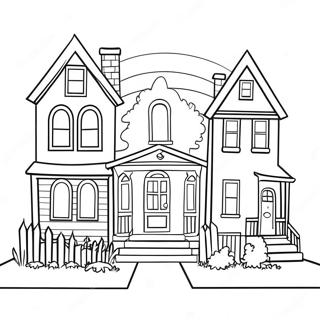 Charming Neighborhood Houses Coloring Page 25212-20247