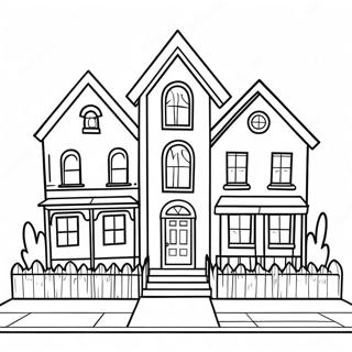 Charming Neighborhood Houses Coloring Page 25212-20248