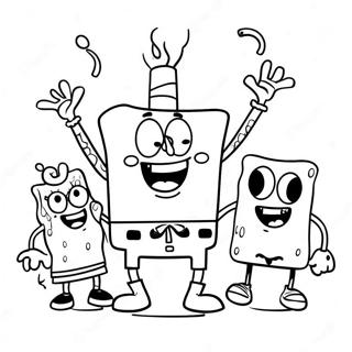 Happy Spongebob With Friends Coloring Page 25222-20261