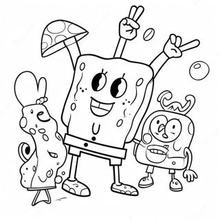 Happy Spongebob With Friends Coloring Page 25222-20262