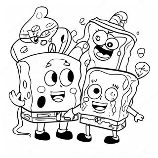 Happy Spongebob With Friends Coloring Page 25222-20263