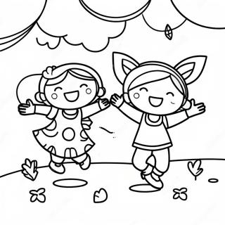 Joyful Kids Playing Coloring Page 25232-20268