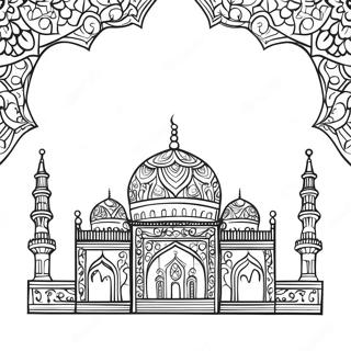 Beautiful Mosque Silhouette Coloring Page 2532-2074