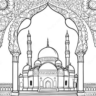 Beautiful Mosque Silhouette Coloring Page 2532-2075