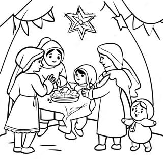 Colorful Las Posadas Scene Coloring Page 25332-20345