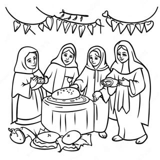 Colorful Las Posadas Scene Coloring Page 25332-20346