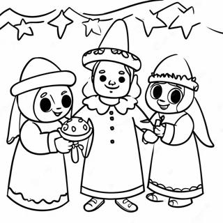 Colorful Las Posadas Scene Coloring Page 25332-20347