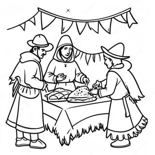 Colorful Las Posadas Scene Coloring Page 25332-20348