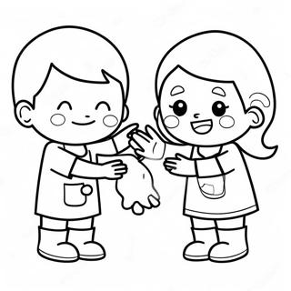 Happy Kids Handwashing Coloring Page 25372-20393