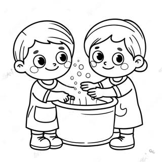 Happy Kids Handwashing Coloring Page 25372-20394