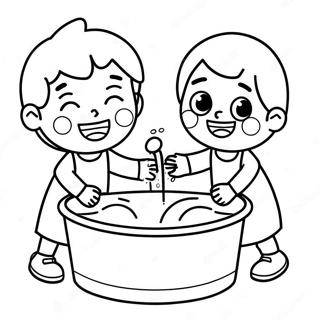 Happy Kids Handwashing Coloring Page 25372-20396