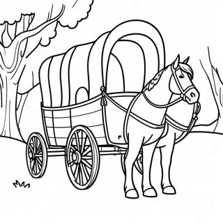 Covered Wagon Pioneer Coloring Page 25382-20381