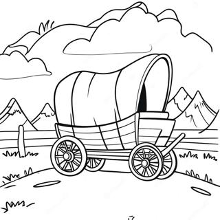 Covered Wagon Pioneer Coloring Page 25382-20383