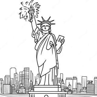 Statue Of Liberty With Sparkling Fireworks Coloring Page 25392-20389