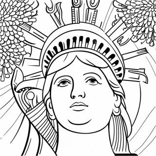 Statue Of Liberty With Sparkling Fireworks Coloring Page 25392-20392