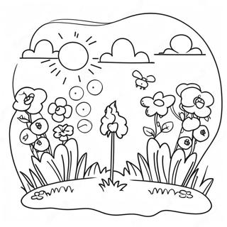 Charming Spot The Difference Garden Scene Coloring Page 25412-20412