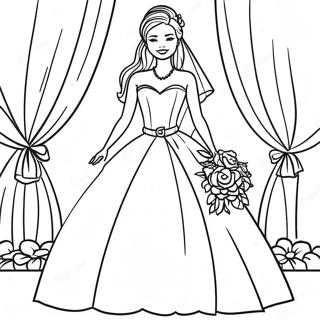 Wedding Barbie In Elegant Dress Coloring Page 25421-20418