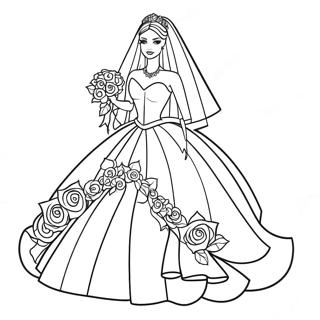 Wedding Barbie In Elegant Dress Coloring Page 25421-20420