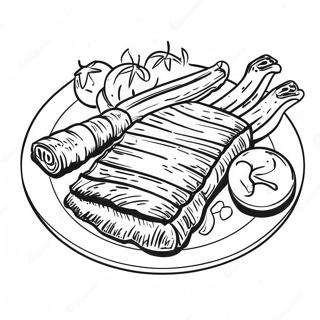 Delicious Bbq Ribs On A Plate Coloring Page 25452-20441