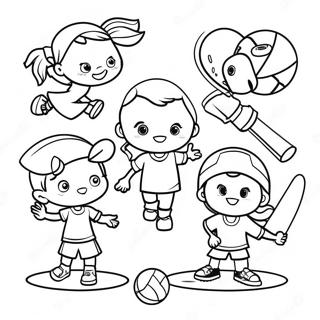 Active Kids Playing Sports Coloring Page 25462-20445