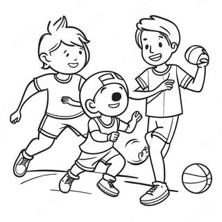 Active Kids Playing Sports Coloring Page 25462-20448