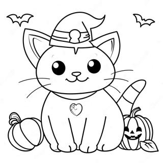 Adorable Halloween Cat Coloring Page 25502-20481