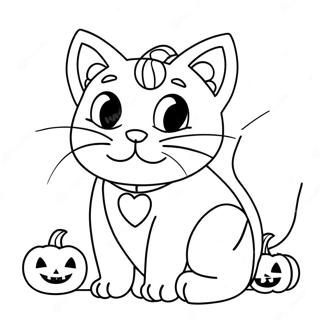 Adorable Halloween Cat Coloring Page 25502-20483