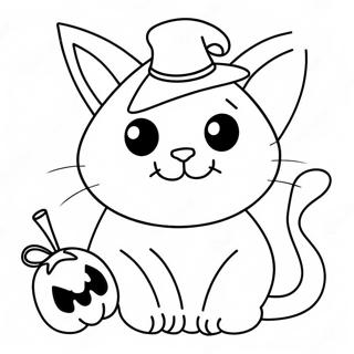 Adorable Halloween Cat Coloring Page 25502-20484