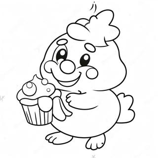 Cute Toy Chica With Cupcake Coloring Page 25522-20494