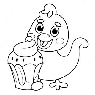 Cute Toy Chica With Cupcake Coloring Page 25522-20495