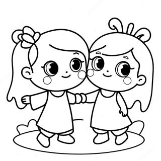 Cute Sisters Playing Together Coloring Page 25582-20542