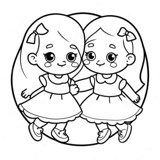 Cute Sisters Playing Together Coloring Page 25582-20543