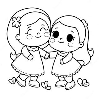 Cute Sisters Playing Together Coloring Page 25582-20544