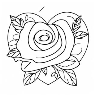 Love Heart Rose Coloring Pages