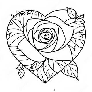 Love Heart Rose Coloring Page 25621-20580