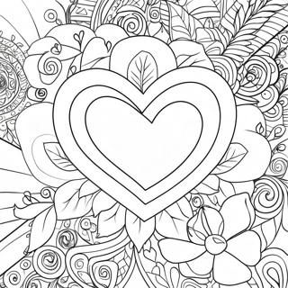 Elegant Love Heart Rose Coloring Page 25622-20574