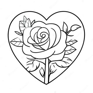 Elegant Love Heart Rose Coloring Page 25622-20575