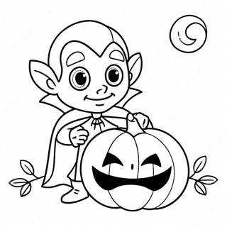 Cute Dracula With A Pumpkin Coloring Page 25692-20629