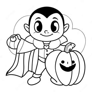 Cute Dracula With A Pumpkin Coloring Page 25692-20630