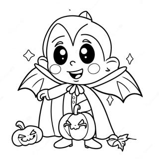 Cute Dracula With A Pumpkin Coloring Page 25692-20631