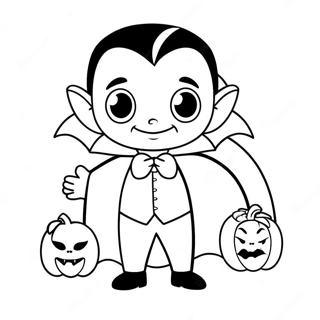 Cute Dracula With A Pumpkin Coloring Page 25692-20632