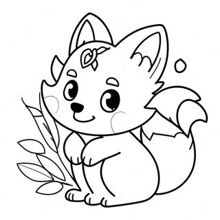 Cute Kitsune With Flowers Coloring Page 25752-20688