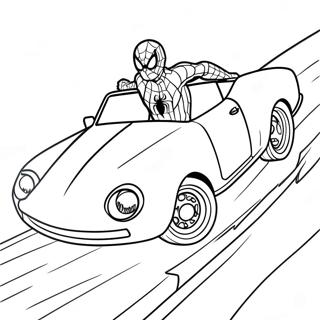 Spiderman Driving Fast Car Coloring Page 25842-20749