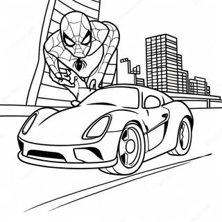 Spiderman Driving Fast Car Coloring Page 25842-20751