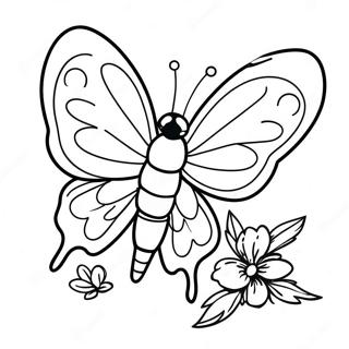 Colorful Butterfly In Flight Coloring Page 25862-20767