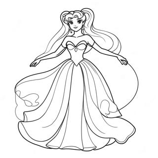 Elegant Princess Serenity In Gown Coloring Page 25882-20791