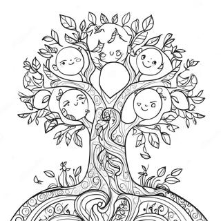 Colorful Family Tree With Leaves Coloring Page 25892-20793