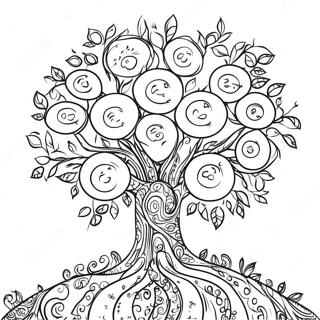 Colorful Family Tree With Leaves Coloring Page 25892-20796