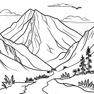 Realistic Mountain Landscape Coloring Page 25921-20809